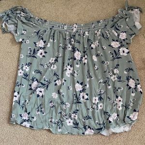 Green and white floral top American eagle